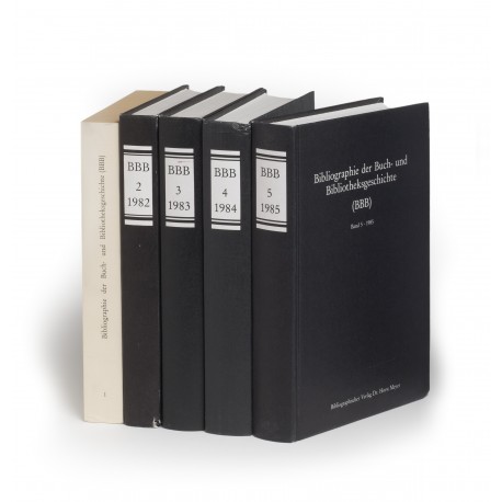 Bibliographie der Buch- und Bibliotheksgeschichte (BBB). Band 1: 1980-1981 § Band 2: 1982 § Band 3: 1983 § Band 4: 1984 § Band 5: 1985