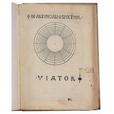 Title-page with woodcut diagram of twelve concentric circles, the traditional image of the Aristotelian cosmos (folio A1 recto, page dimensions 290 × 210 mm)