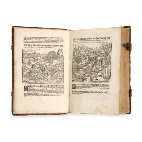 Livy's account of Rome's foundation myth: the abandonment of Romulus and Remus in the Tiber, and their rescue by the shepherd Faustulus and his wife Larentia