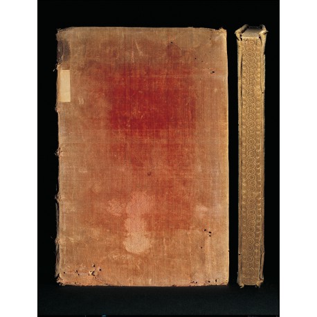 Velvet binding of circa 1574 with gauffered page edges (325 × 220 × 28 mm)