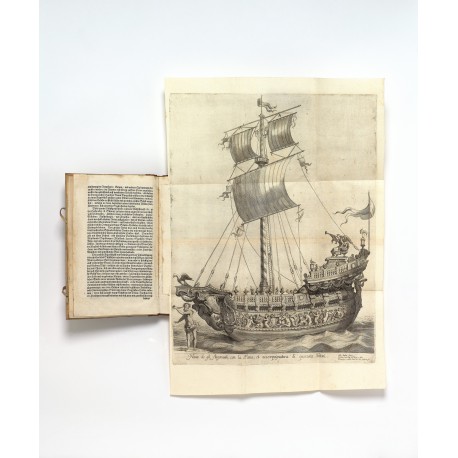 The ship of the Argonauts bearing "Fama", the first of the festival machines to enter the Burghof (folding plate 580 × 445 mm, by Franciscus van den Steen after a drawing by Nicolas IV de Hoey)