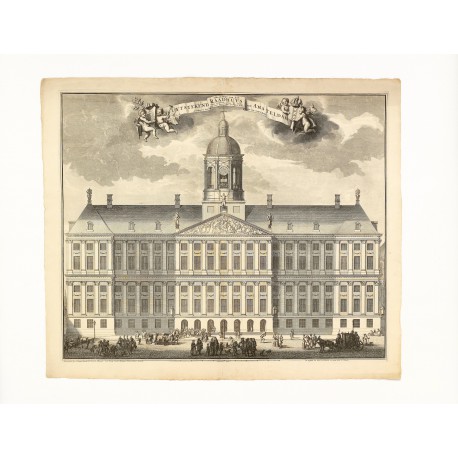 East façade of the Amsterdam Town Hall (print i), etched by Laurens Scherm (516 × 613 mm, platemark)