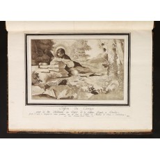 "St. Mary Magdalene lying on the ground reading", by J.G. Prestel after Correggio, dated 1776 (plate 2)