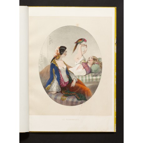 Harem women "languidly amusing themselves in their sultry captivity" (Farwell)