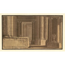 Drawing of the interior of a sanctuary "in honour of the three arts" (198 × 360 mm)