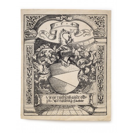 Woodcut exlibris (border 175 × 144 mm)