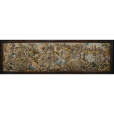 Panel (A) Cavalry skirmish, a dismounted Saracen trampled underfoot (89/91 × 340 cm / 2 feet 11 inches × 11 feet 2 inches)