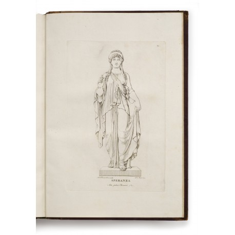 Life-size marble statue of "The Goddess of Hope", commissioned in May 1818 by Caroline von Humboldt (today in Nationalgalerie, Berlin). Engraving by Ferdinando Mori (305 × 200 mm, platemark)